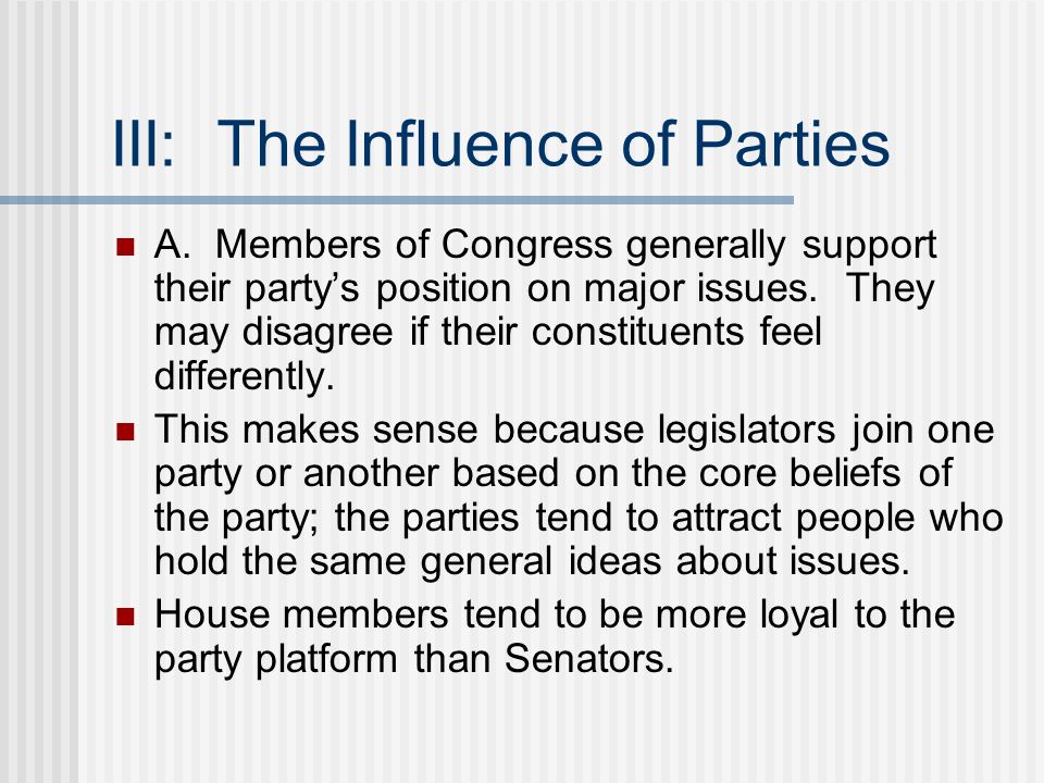 Major influences on congress members essay